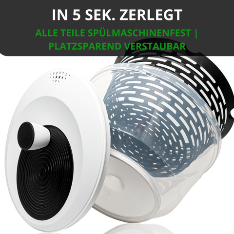 Thiru Salatschleuder 5L - BPA FREI - 2in1 Schleuder & Salatschüssel - Ausgezeichnet mit Note sehr gut