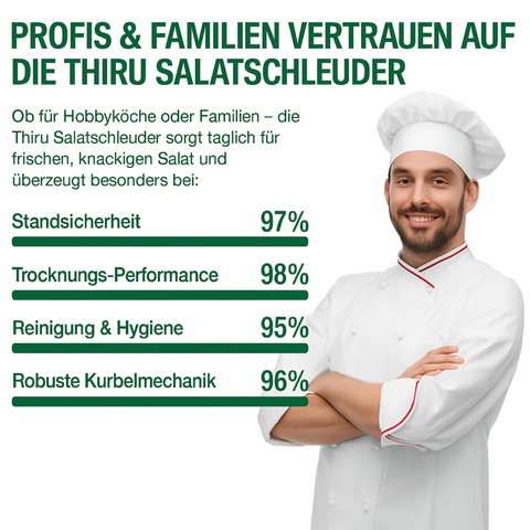 Thiru Salatschleuder 5L - BPA FREI - 2in1 Schleuder & Salatschüssel - Ausgezeichnet mit Note sehr gut