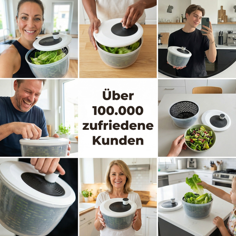 Thiru Salatschleuder 5L - BPA FREI - 2in1 Schleuder & Salatschüssel - Ausgezeichnet mit Note sehr gut