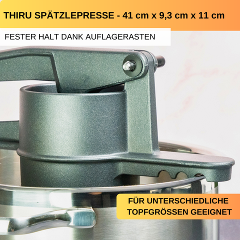 Thiru Spätzlepresse Premium inkl. GRATIS SCHAUMLÖFFEL - Ideal für Spätzle, Kartoffeln, Spagettieis, Säfte