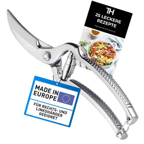 Thiru Geflügelschere Premium Küchenschere mit Federmechanismus für Rechts- und Linkshänder, Aufbewahrungshülle