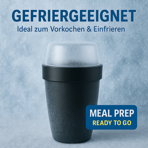 Thiru Müslibecher 2-in-1 700 ml – auslaufsicher (500 + 200 ml), mikrowellen- & tiefkühlgeeignet, BPA-frei – Midnight Edition
