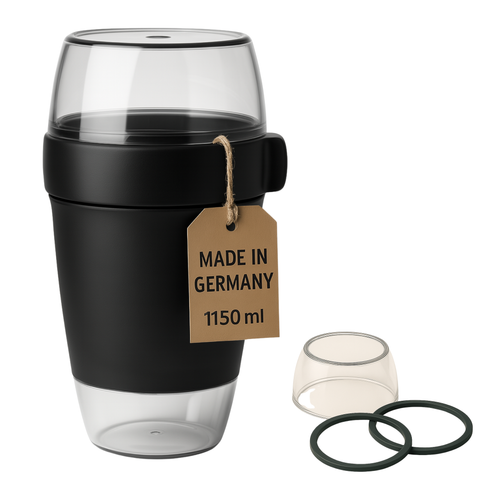 Lunchpot 1150 ml Midnight Edition – 3 auslaufsichere Fächer (200/350/600 ml) – BPA‑frei Essensbehälter to go für Meal‑Prep, Büro, Schule – Made in Germany