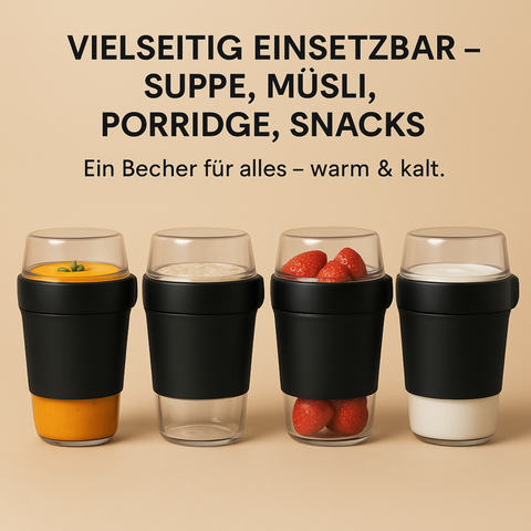 Lunchpot 1150 ml Midnight Edition – 3 auslaufsichere Fächer (200/350/600 ml) – BPA‑frei Essensbehälter to go für Meal‑Prep, Büro, Schule – Made in Germany