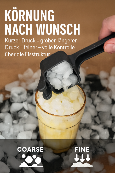 Thiru Eiszerkleinerer - Manueller Crushed Ice Maker für Eiswürfel, Slushy & Cocktails – Midnight Edition