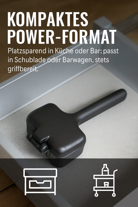 Thiru Eiszerkleinerer - Manueller Crushed Ice Maker für Eiswürfel, Slushy & Cocktails – Midnight Edition