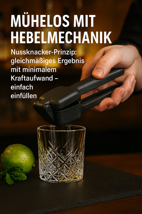 Thiru Eiszerkleinerer - Manueller Crushed Ice Maker für Eiswürfel, Slushy & Cocktails – Midnight Edition