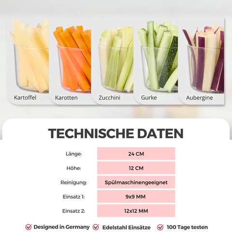 Thiru Premium Pommesschneider – Perfekte Pommes in Sekunden, extra starke Schneidkraft & sicherer Halt