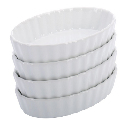 Thiru Porzellanschälchen 4-tlg. – ovale Dessertschalen aus Porzellan, ofenfest bis 250 °C, spülmaschinengeeignet