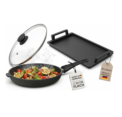 Lieblingspfanne Bundle– Teppanyaki Grillplatte & Bratpfanne für alle Herdarten