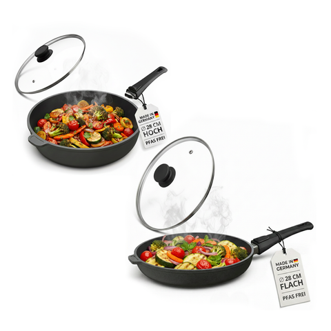 Lieblingspfanne Bundle 28 cm – flach & hoch im Set, PFAS-frei, für alle Herdarten inkl. Induktion
