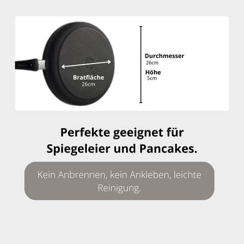Lieblingspfanne Spiegeleipfanne - Pfannekuchen 26 cm – Liwanzenpfanne aus Aluminium-Guss, Antihaft-Beschichtung, Thermoboden 8–9 mm, wackelfreier Griff – für Induktion, Gas, Elektro & Glaskeramik – handgegossen