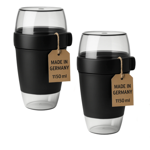 Lunchpot 1150 ml Midnight Edition – 3 auslaufsichere Fächer (200/350/600 ml) – BPA‑frei Essensbehälter to go für Meal‑Prep, Büro, Schule – Made in Germany