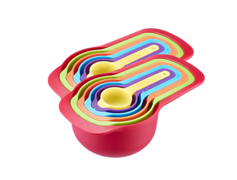 Thiru Messlöffel-Set Matroschka 6-tlg. – farbige Messbecher 7,5–250 ml, stapelbar & platzsparend