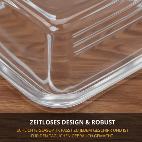 Thiru Butterdose Glas – platzsparend, mit Relief-Deckel für sicheres Greifen