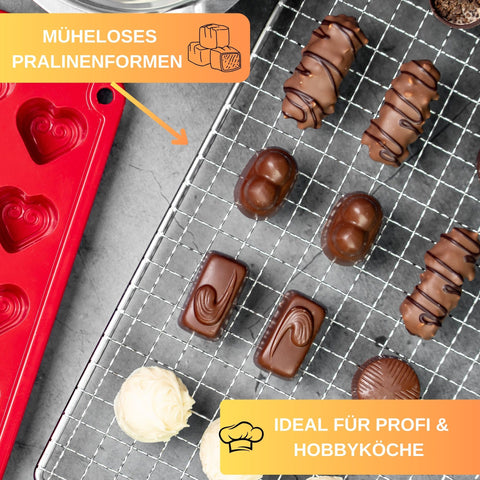 Thiru Pralinen-Set Basic 5-teilig – Abtropfgitter, Tauchgabeln & Formen für DIY-Pralinen