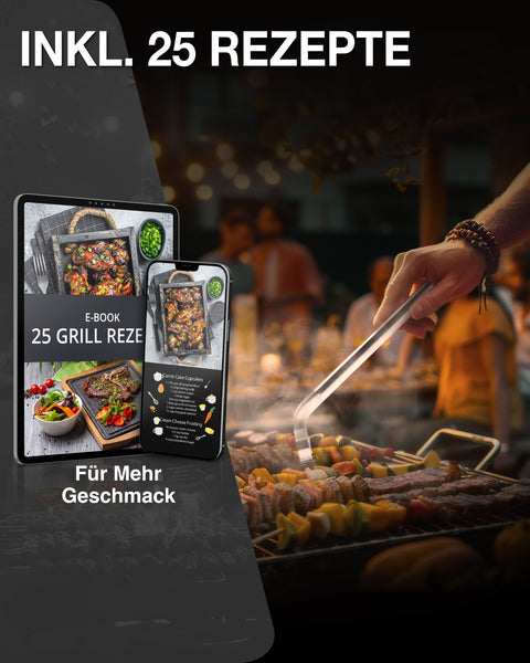 Thiru Grillzange gebogen 34 cm – Edelstahl Einstück-Zange mit gewelltem Greifende & Profi-Qualität