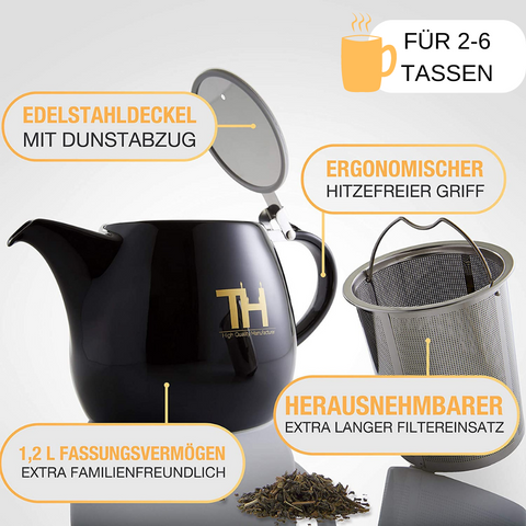 Thiru Teekanne mit Siebeinsatz - 1200ml - Handfertigung - Porzellan